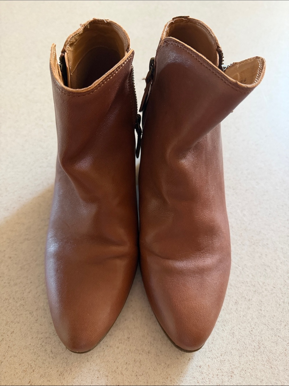 Frye Chestnut Brown Leather Ankle Booties